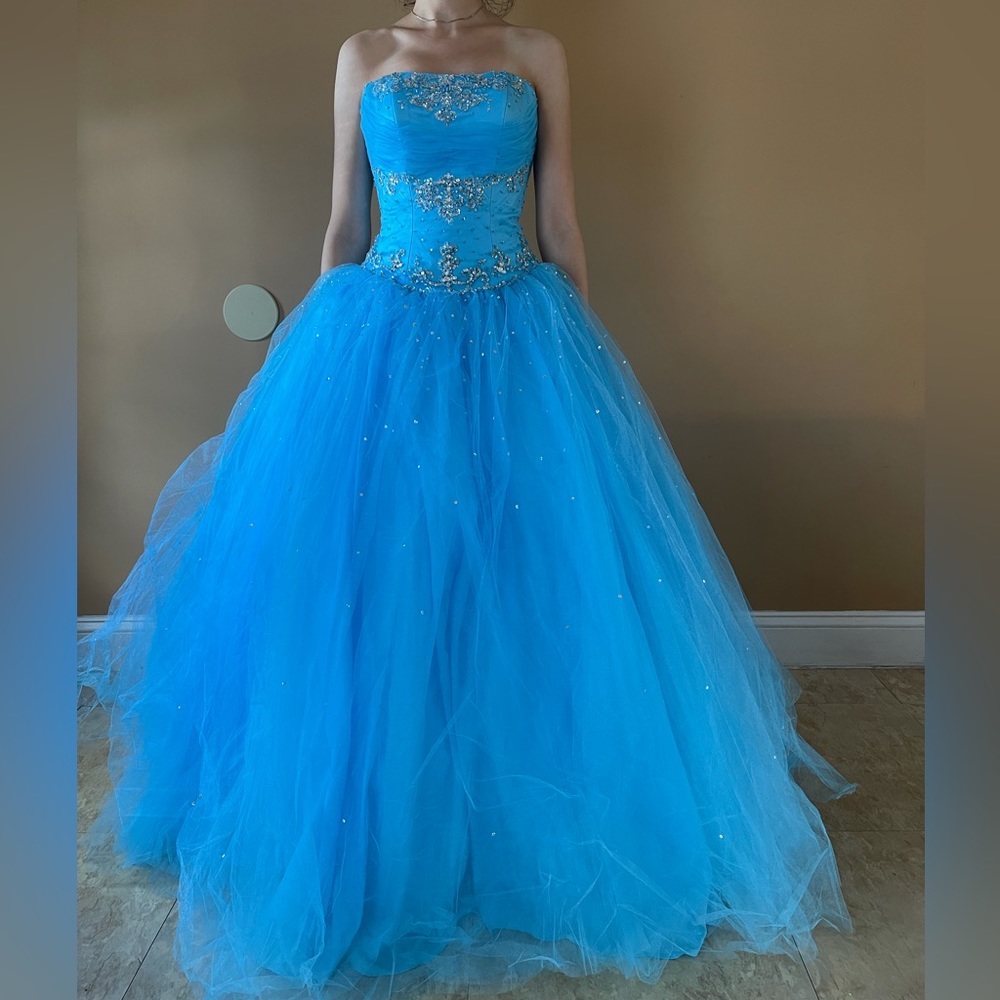 Light blue Mori Lee ball gown
